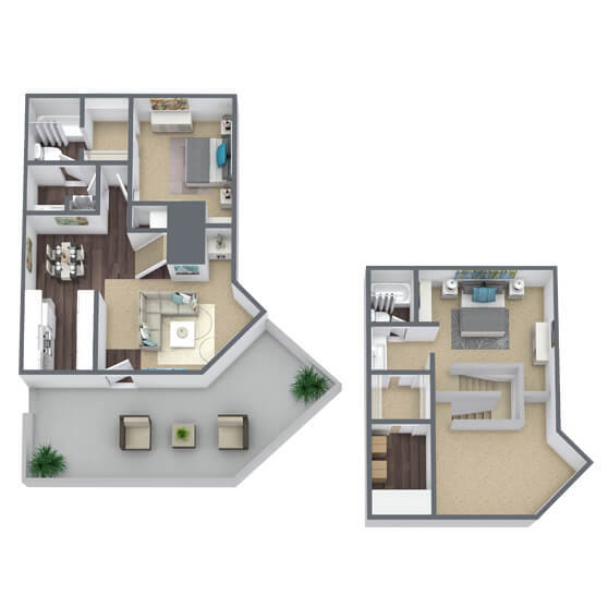 B2: 2 Bed 2 Bath 2032 2032 floor plan